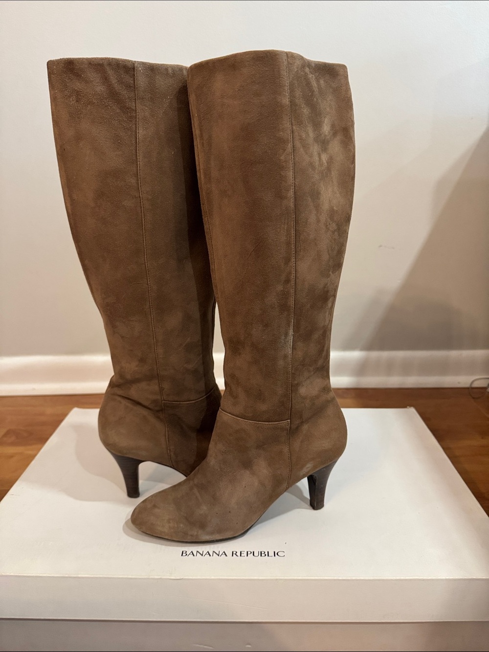 Banana Republic Tan Suede Knee-High Heeled Boots